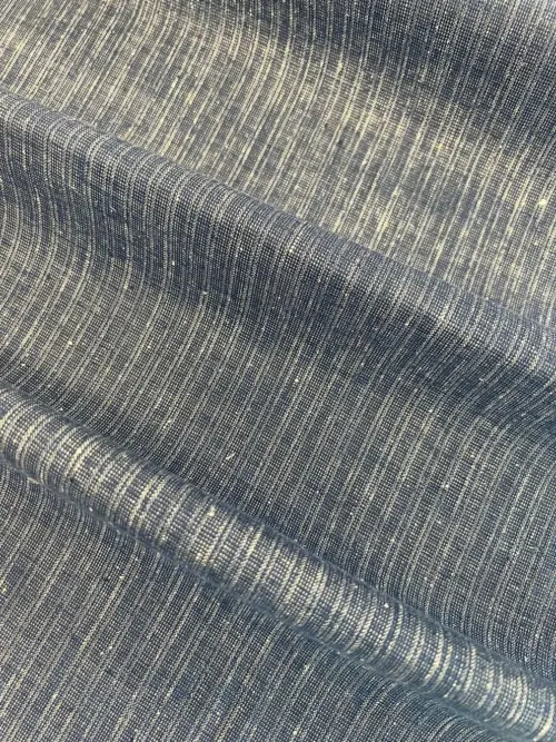 Yarn Dyed Blue Hemp and Organic Cotton Fabric