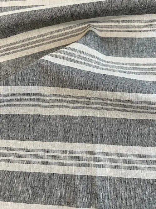 Light Tricolor Stripes Hemp and Organic Cotton Fabric