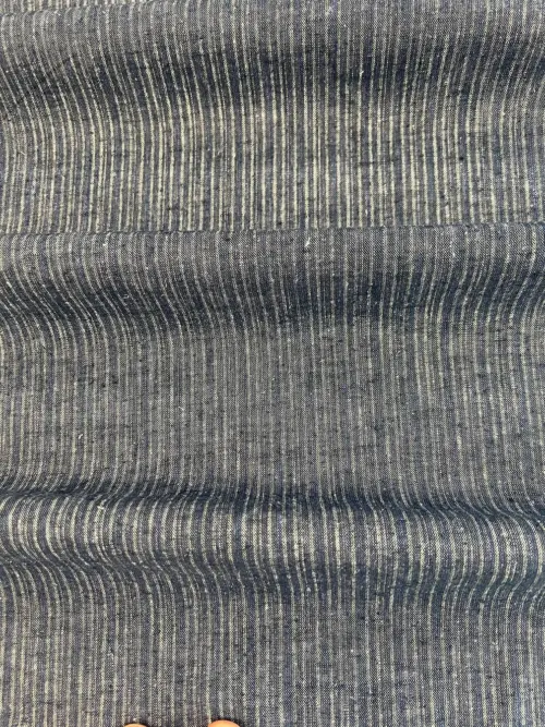 Dk Blue Stripe Hemp and Organic Cotton Fabric
