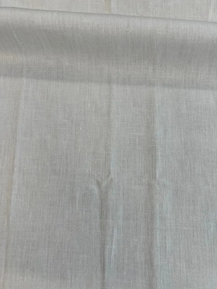 White Printed Hemp and Organic Cotton Fabric