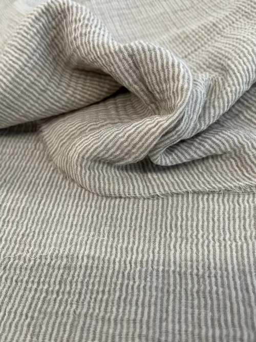 VTX-C051 Grey White Cotton Double Gauze Fabric