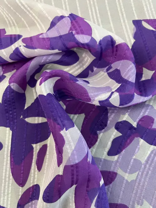 12MM Silk Chiffon Fabric - Stripes floral design