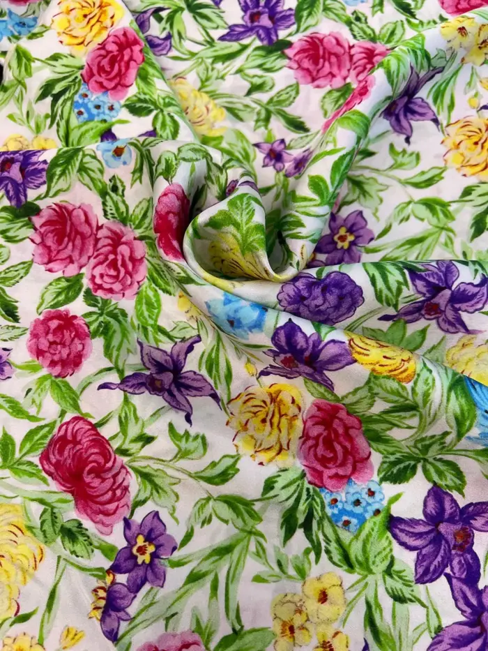 16MM Silk Charmeuse Fabric - Floral design