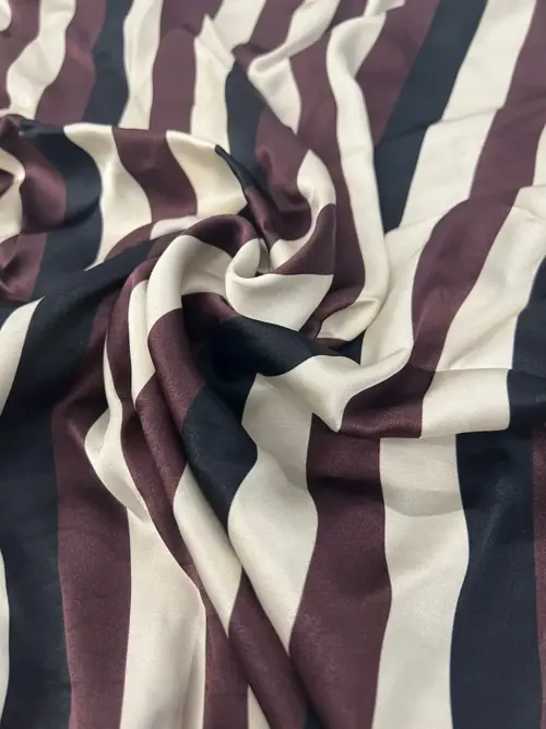 Eco Satin Fabric – Eshe Navy Stripe