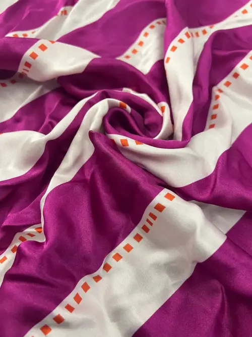 Eco Satin Fabric – Magenta Wide Stripe.