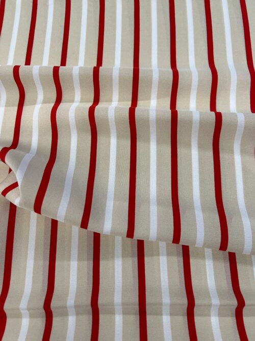 Tricolor Vertical Striped Printed Silk Crepe de Chine Fabric 16mm