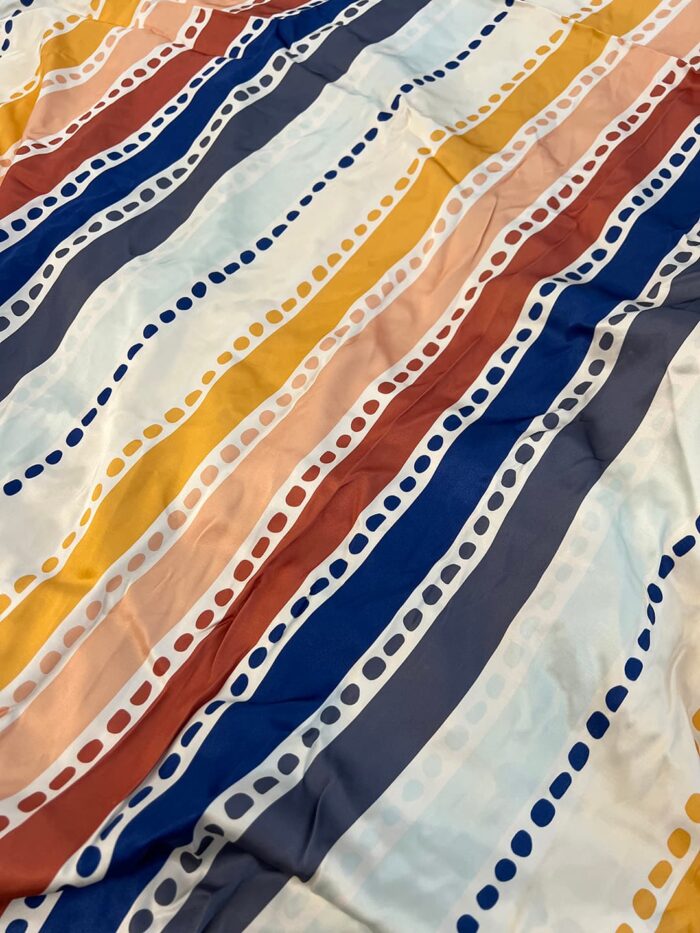 Eco Silky Satin Fabric - Beach Stripe