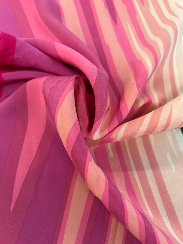 Crepe De Chine Silk Printed Fabric - Gradient Stripes