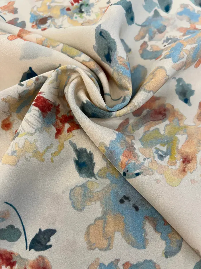 Crepe De Chine Silk Printed Fabric - Hazzy Floral