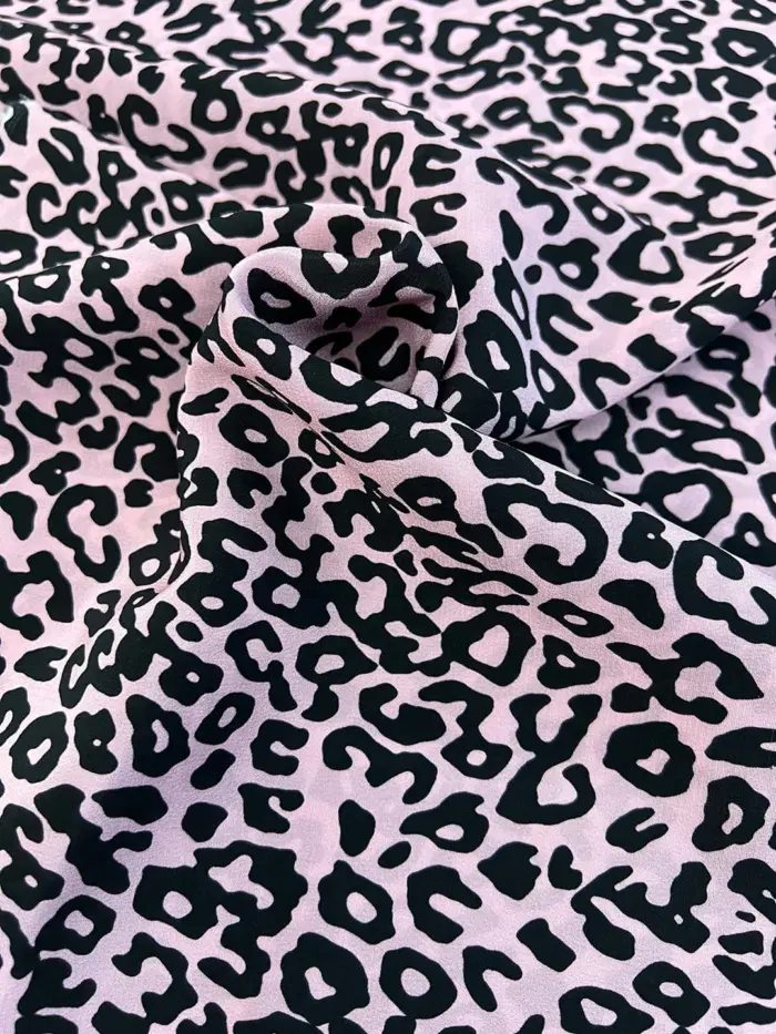 Crepe De Chine Silk Printed Fabric - Leopard