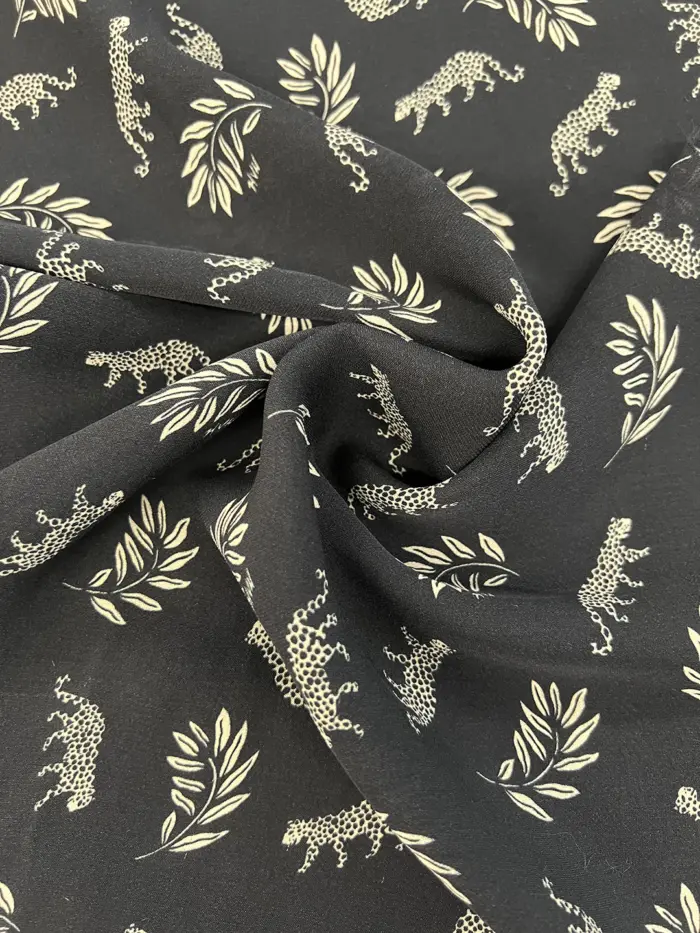 Leopard Printed Silk Georgette Fabric 8MM