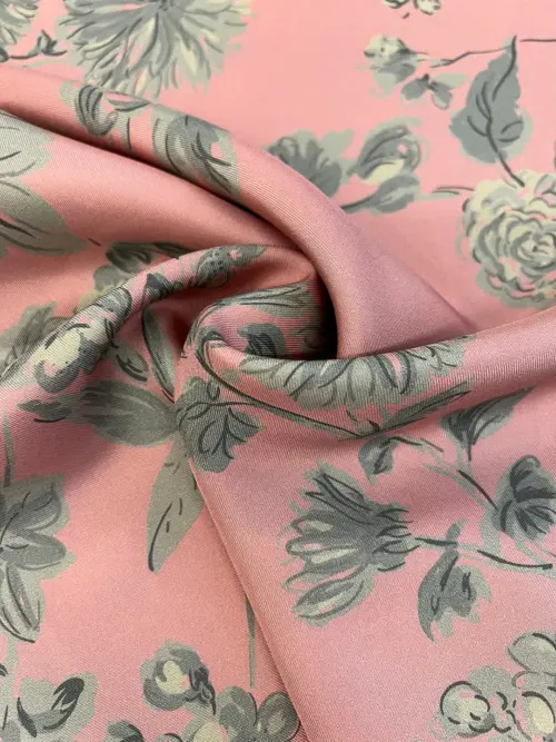 Silk Twill Fabric – Leaves Printed